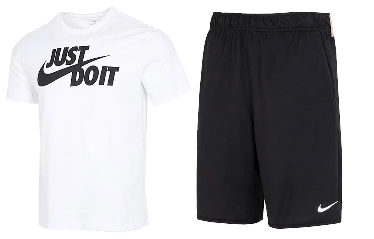 Мужской комплект спортивной одежды Nike, White Top + Black Pants