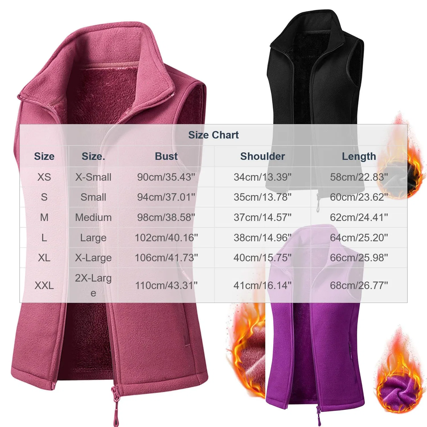 Женский утепленный жилет без рукавов с молнией UK Teddy Fuzzy Vest, Viola — фото 2