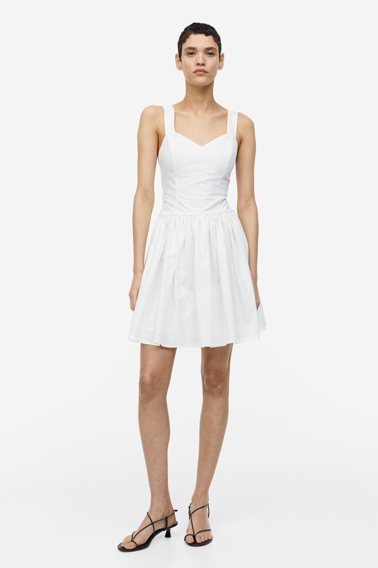 

Хлопковое платье с завязками H&M, белый