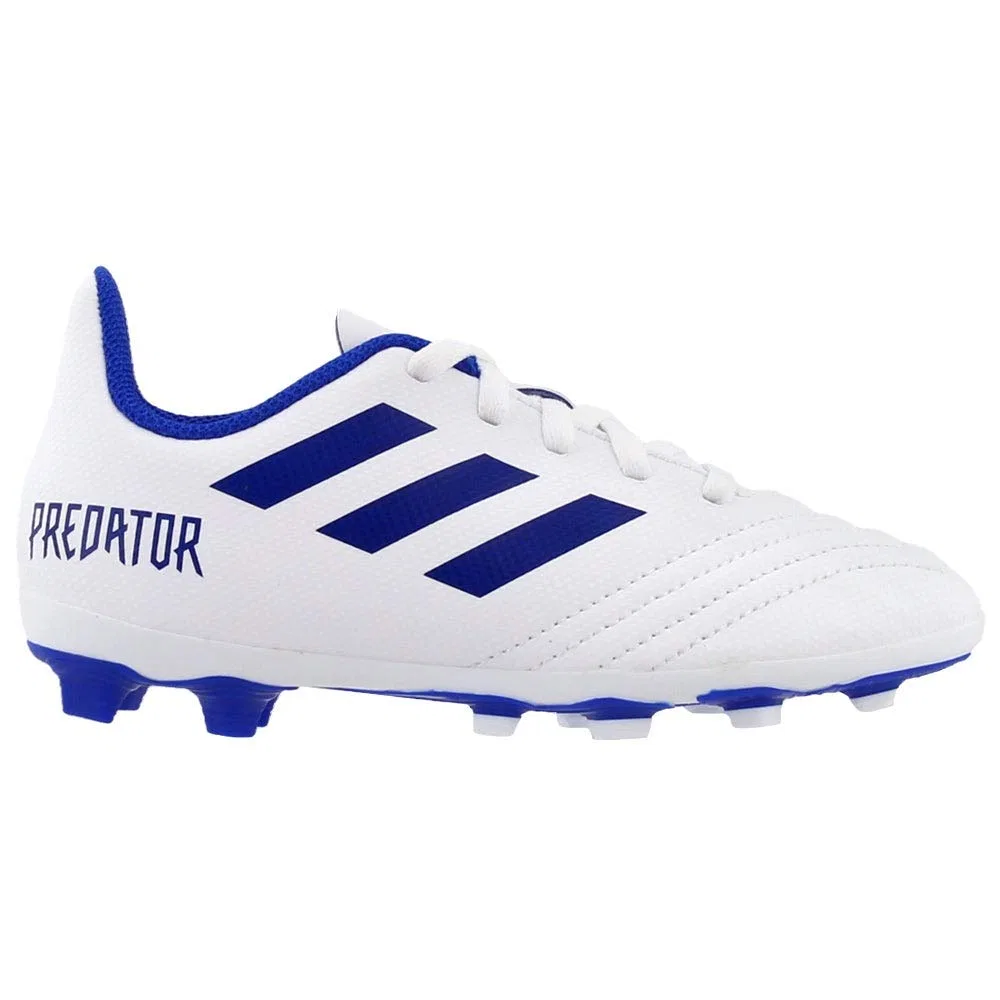 Детские бутсы для мальчиков с длинным шнурованием Predator 19.4 Firm Ground Adidas, Bianco Bold Blue Bold Blue — фото 3