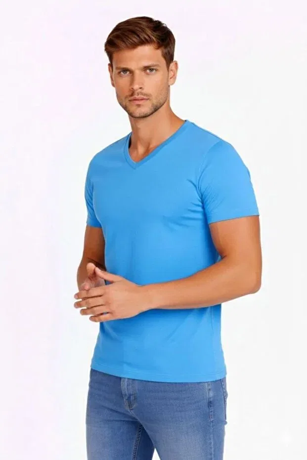 Мужская футболка с V-образным вырезом Vexor, Light Blue — фото 2