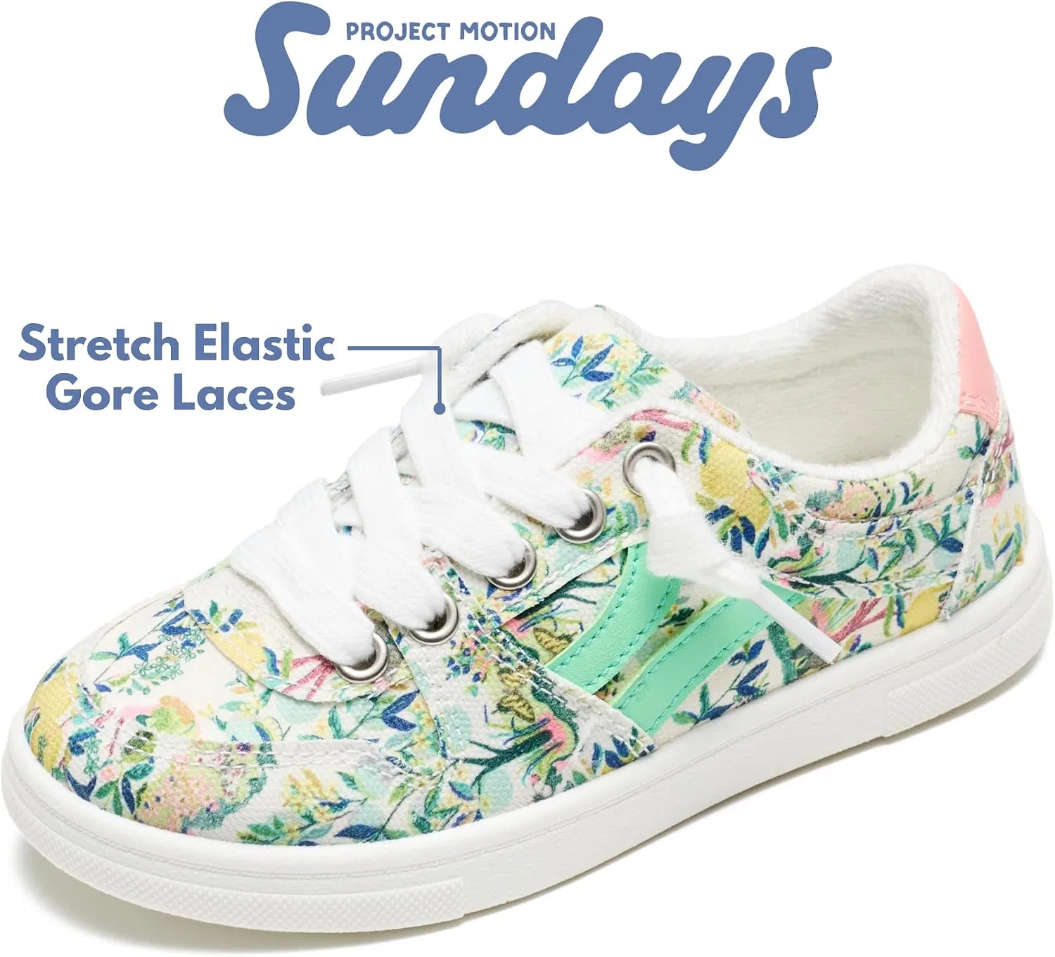 Детские кеды для девочек с принтом Sundays PROJECT MOTION SUNDAYS, Mint Canvas Print — фото 3