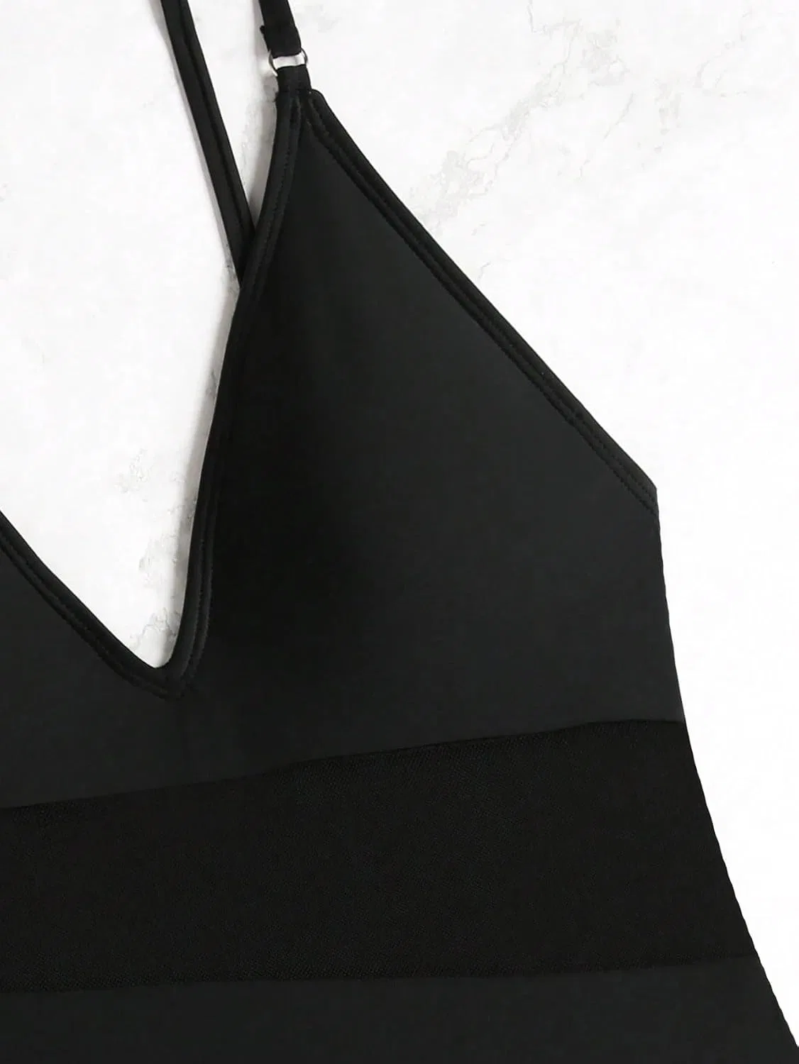 Женский цельный купальник с вырезом на спине Colorblock, Black — фото 3