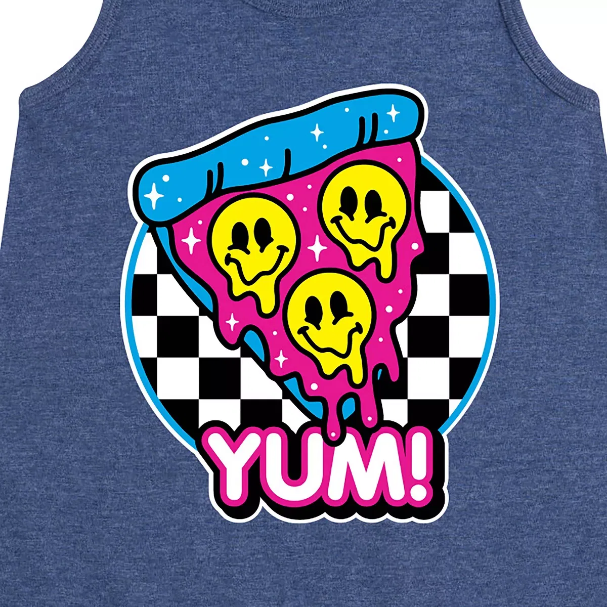 Детское платье-трапеция без рукавов Y2K Pizza Slice Instant Message, Heather Navy — фото 2
