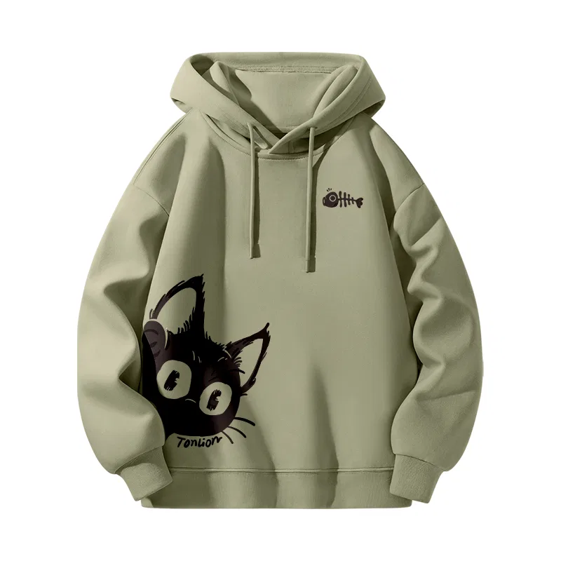 Детский худи с капюшоном на флисе Tonlion, Цвет Gray Bean Green
