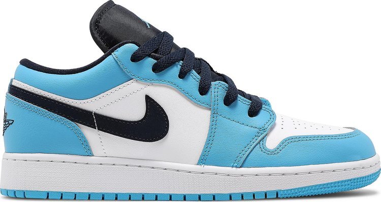 

Кроссовки Air Jordan 1 Low GS UNC, белый, Белый;синий, Кроссовки Air Jordan 1 Low GS UNC, белый