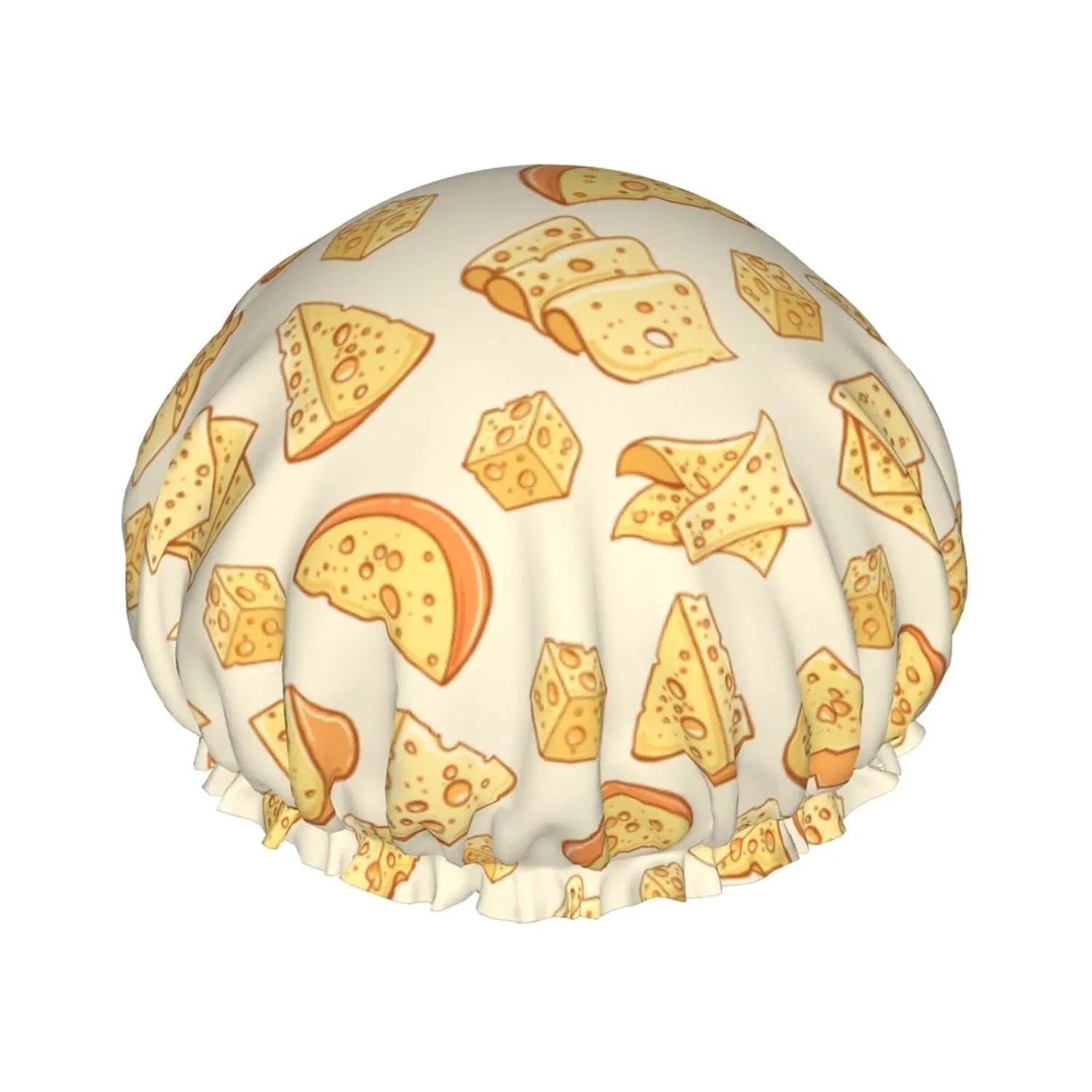 Шапочка для душа Двойной слой Водонепроницаемая PanaRL, 27x11 см, Yellow Cheese Pattern