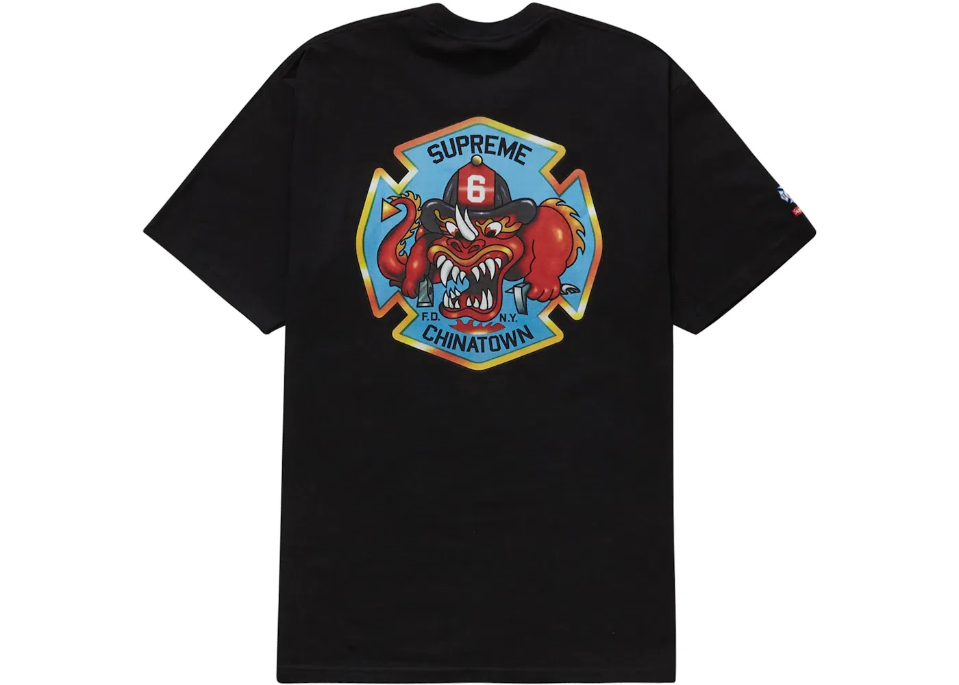 Мужская футболка с принтом Supreme FDNY Engine 9 Tee, Black — фото 2