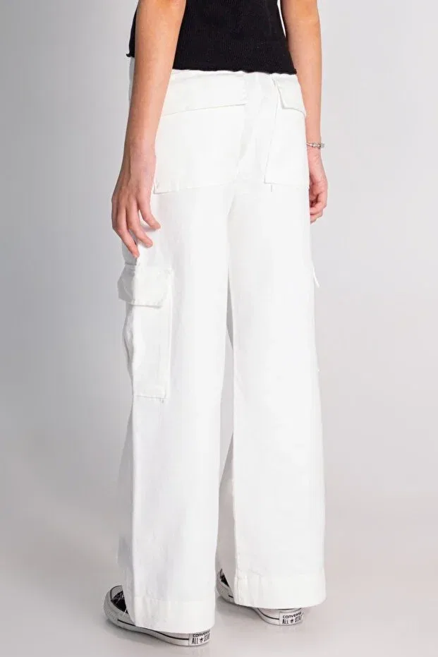 Детские брюки для девочек хлопковые с широкой штаниной Cargo Pocket Dmb Boys & Girls, White — фото 2