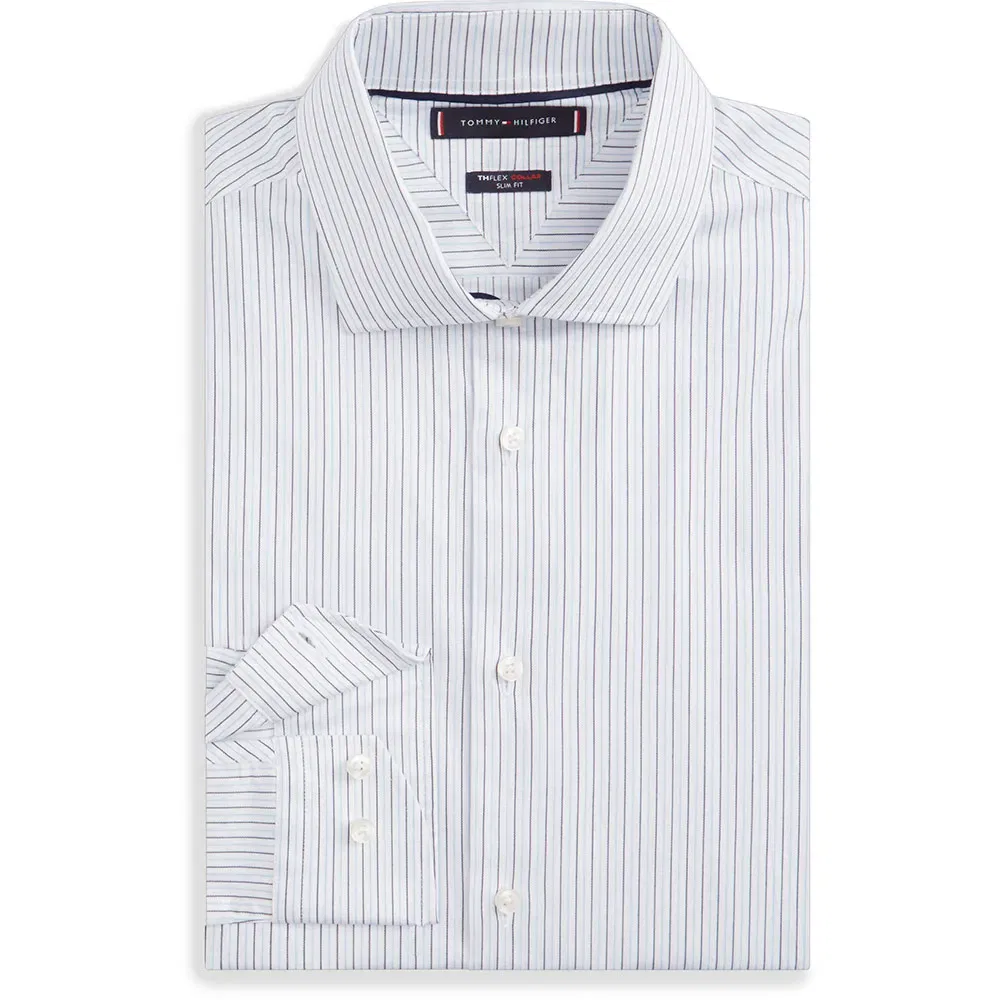 Мужская рубашка с длинным рукавом в полоску Tommy hilfiger, White — фото 3