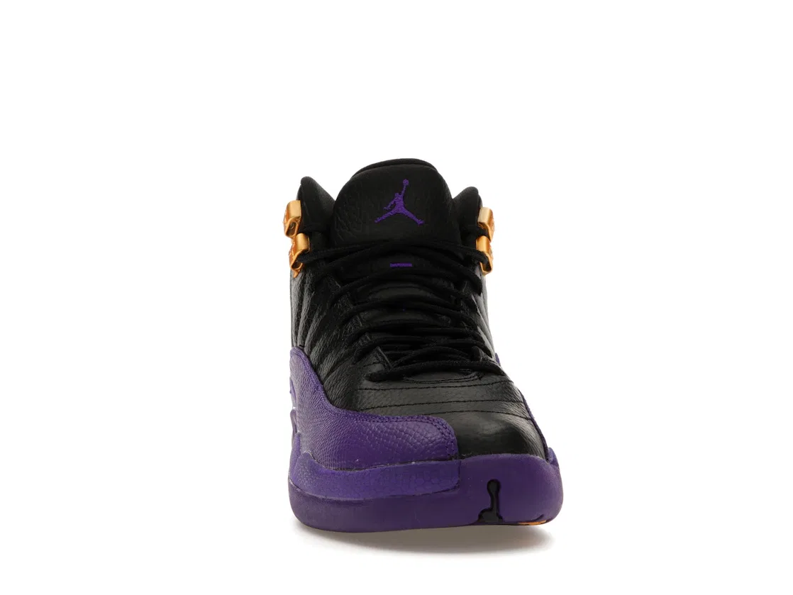 Детские кроссовки высокие с принтом Jordan 12 Retro Jordan, Black/Field Purple/Taxi — фото 2