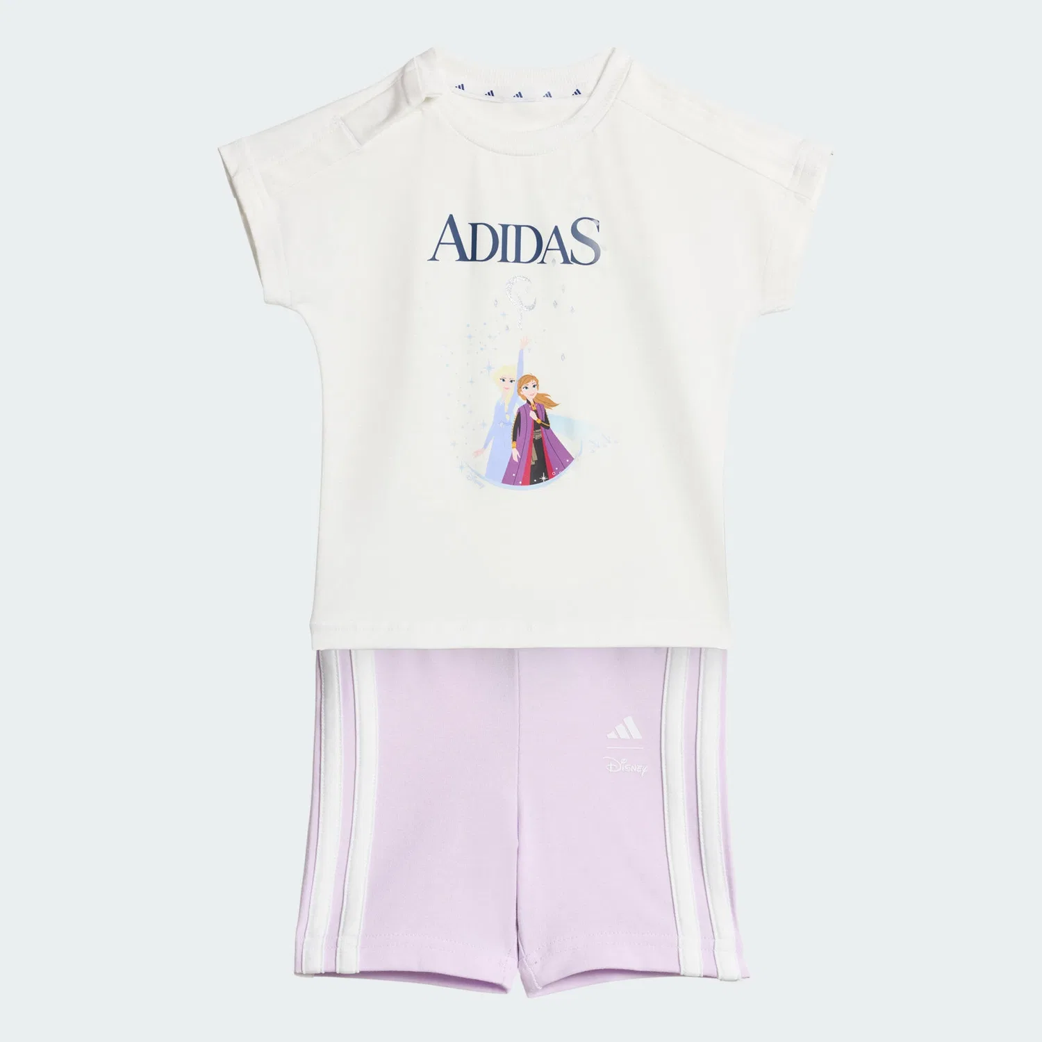 Детский комплект из футболки и шорт с принтом Elsa adidas Disney Die Eiskonigin, Цвет Weiss / Dunkelblau