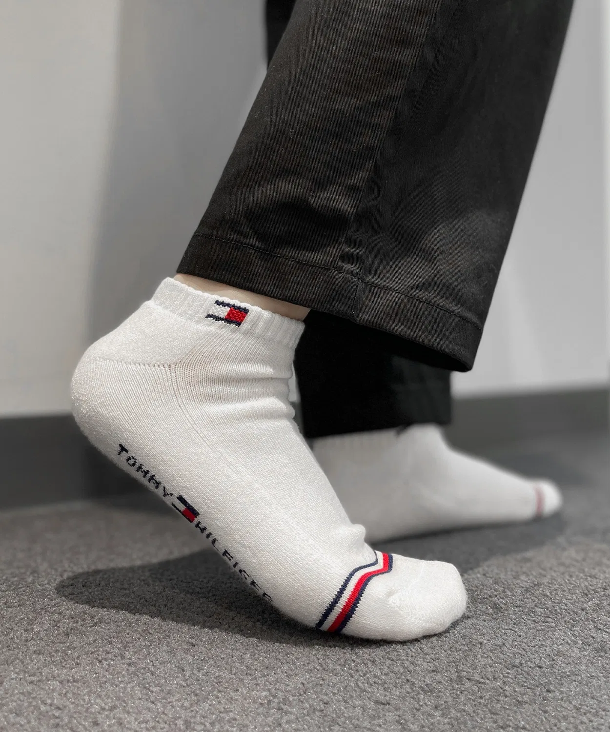 Мужские носки с логотипом TOMMY HILFIGER, 3 пары, 23-27 см, Black/White, цвет: Другой 3 — фото 3