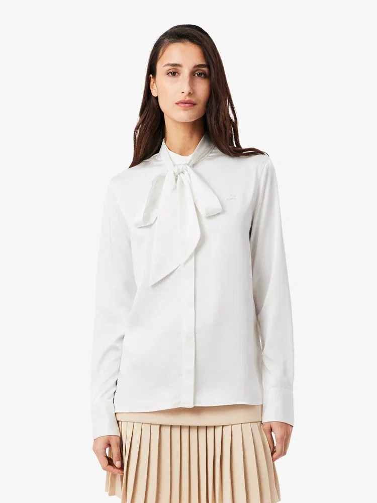 Блузка LACOSTE сатиновая с длинным рукавом, White