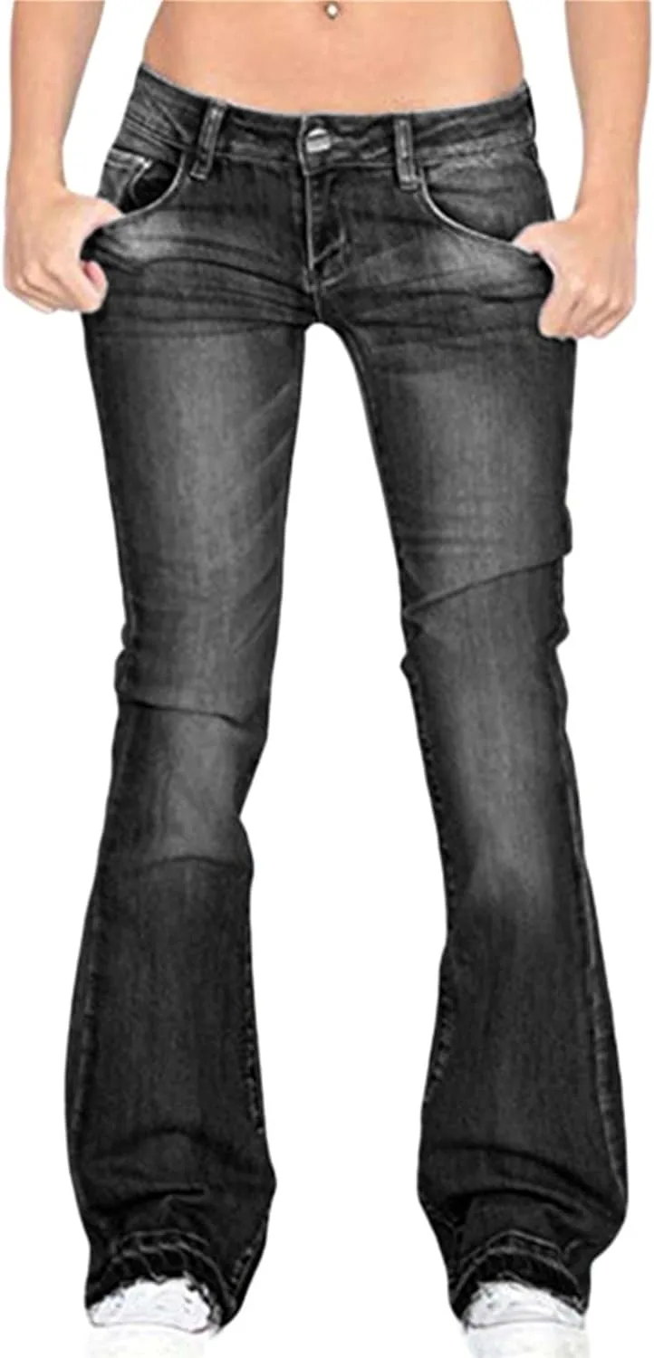

Andongnywell женские базовые джинсы bootcut mid rise stretch slim wide legs с карманами