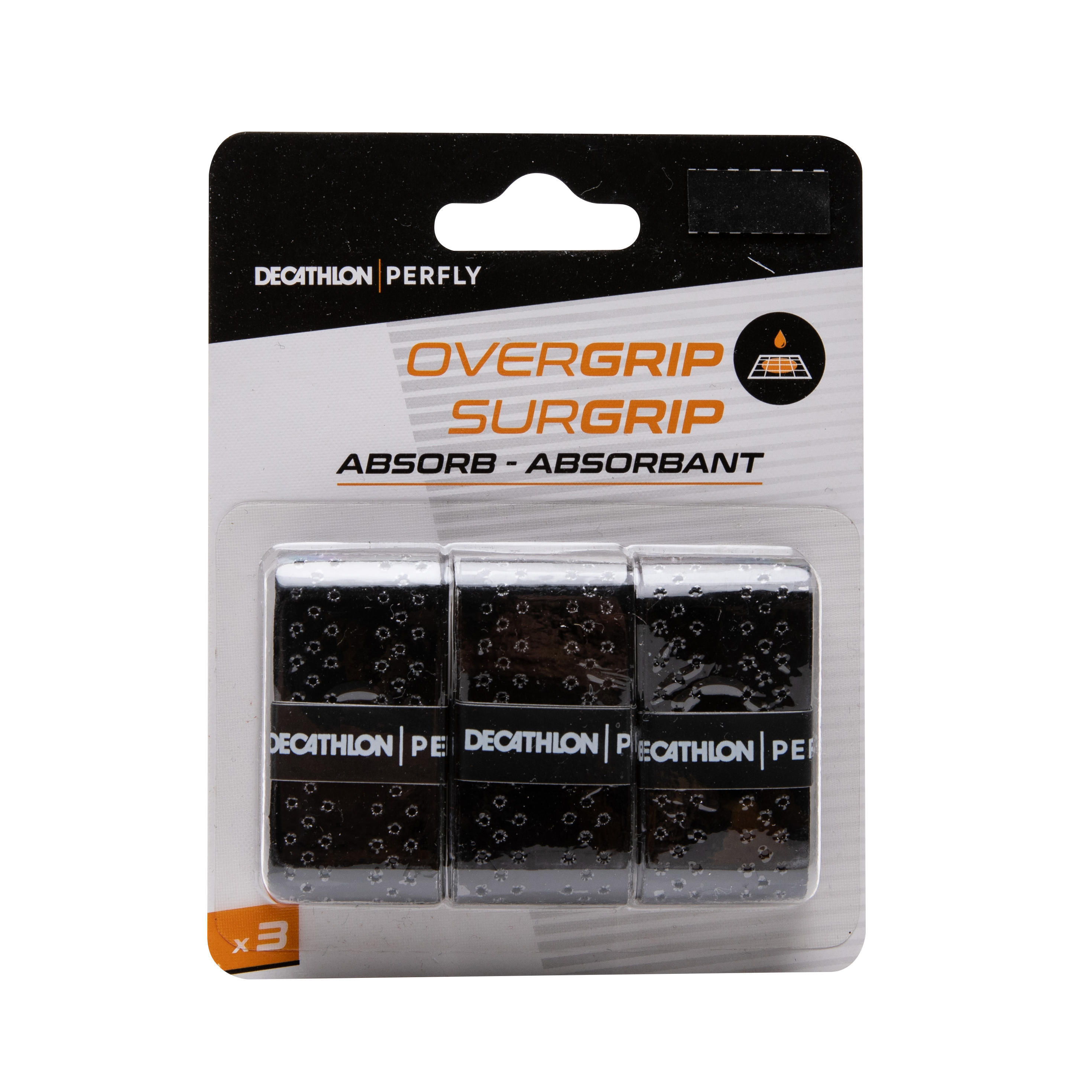 Overgrip Badminton ×3 - Quickdry черный PERFLY - фото