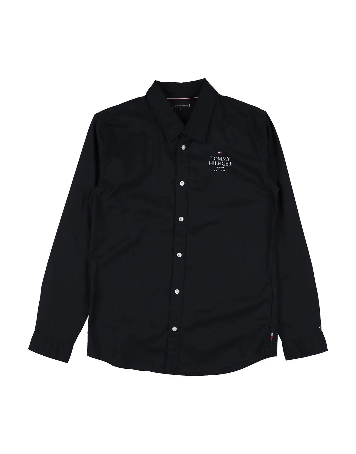 Детская рубашка из пике с длинным рукавом Tommy Hilfiger, темно-синий