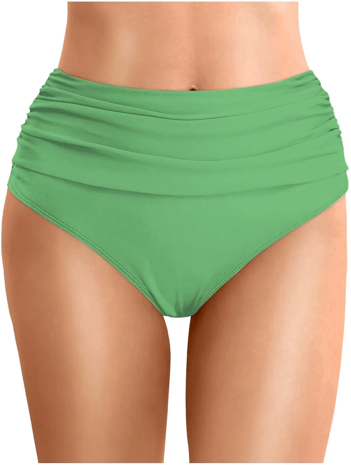 Женские высокие бикини с утяжкой живота и драпировкой, Green