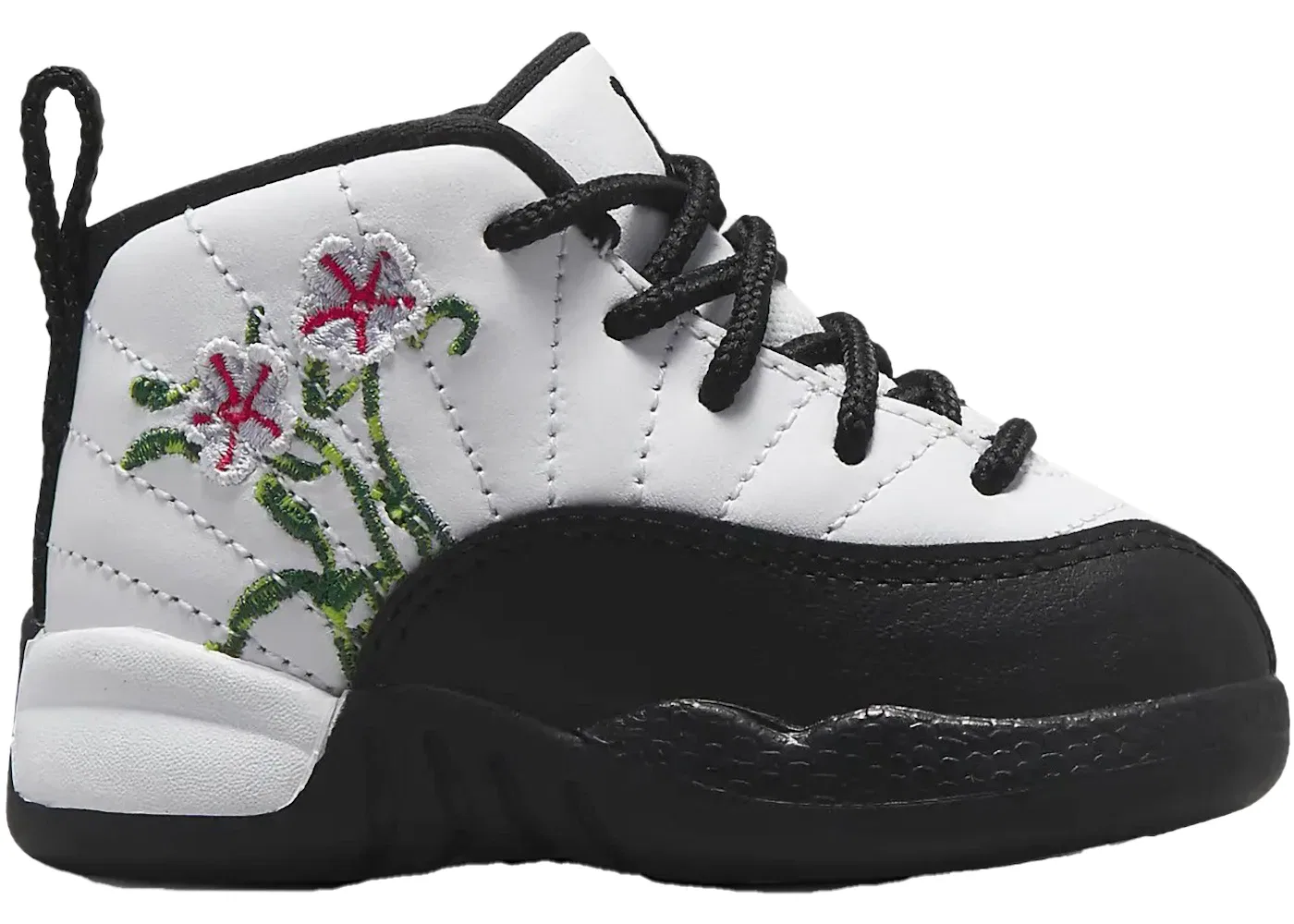 Детские кроссовки с принтом Jordan 12 Retro Jordan, White/Black/Vivid Green/Lavender Mist/Team Green/Gym Red