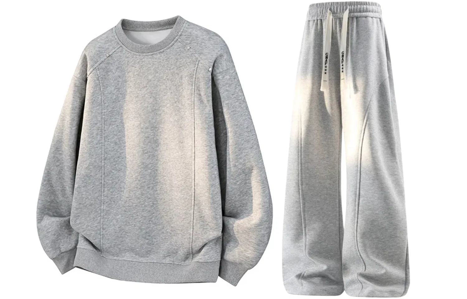 Детский комплект толстовки с круглым вырезом Sweatshirt Sets Unisex Crew Neck Moderate, GWAF, Light Gray Heather Gray