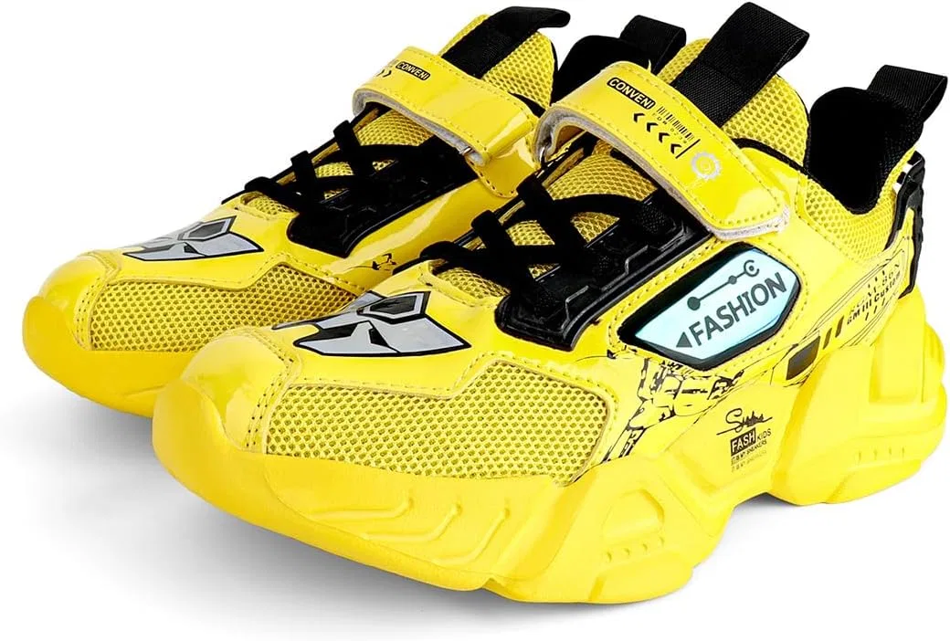 Детские легкие дышащие кроссовки с ремешком Athletic WZRUISEN, Yellow — фото 4