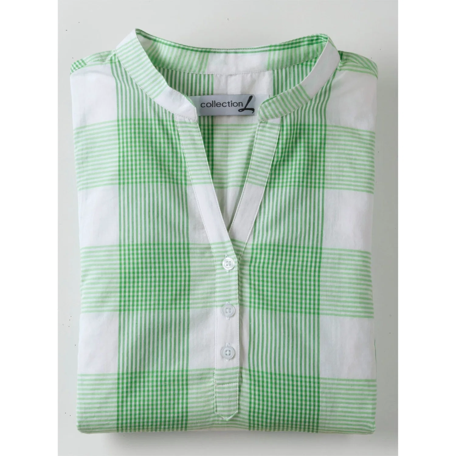 Женская блуза свободного кроя в клетку Casual Looks, Green/White — фото 4