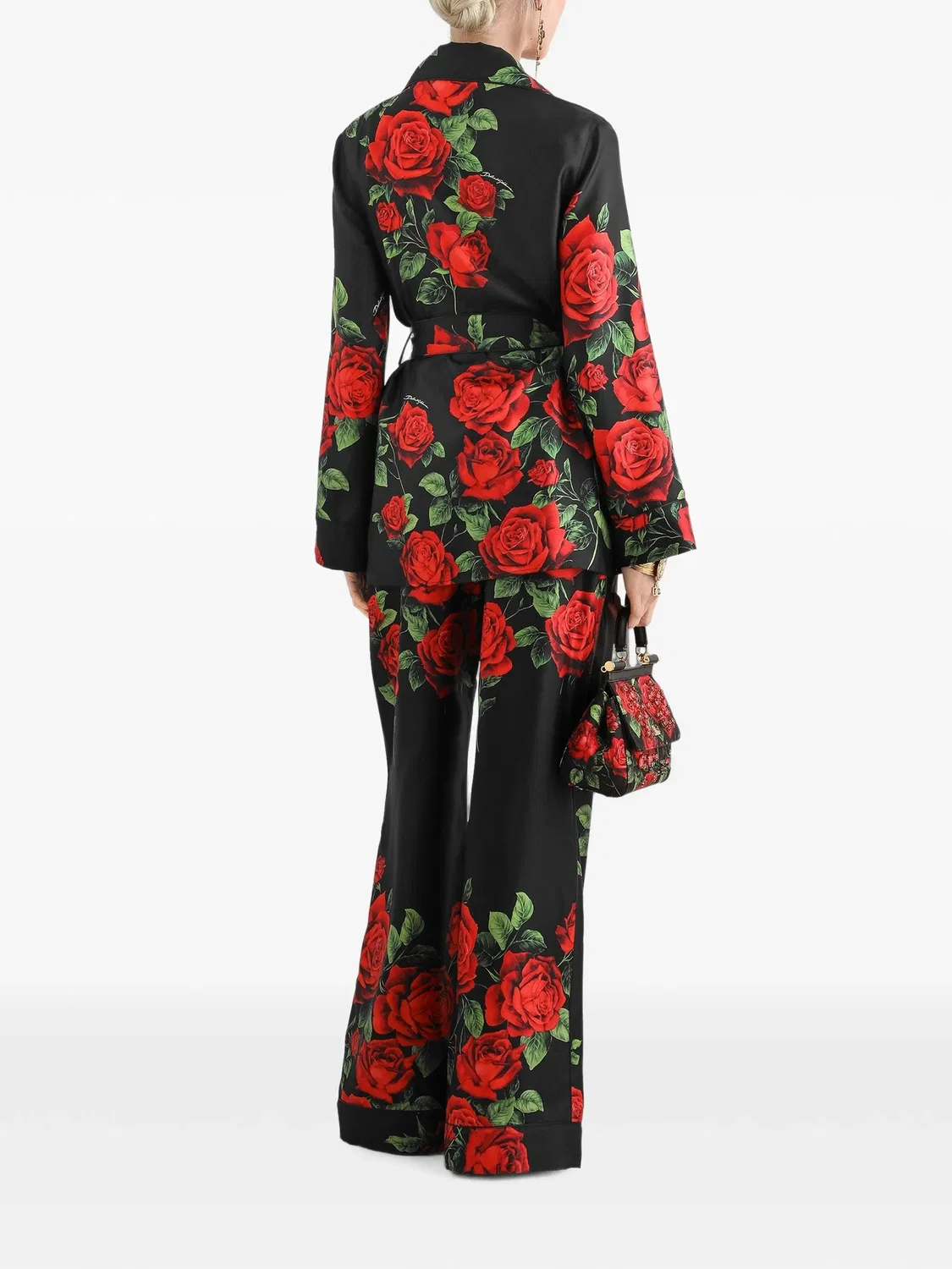 Твиловая рубашка с цветочным принтом Dolce & Gabbana, черный — фото 3