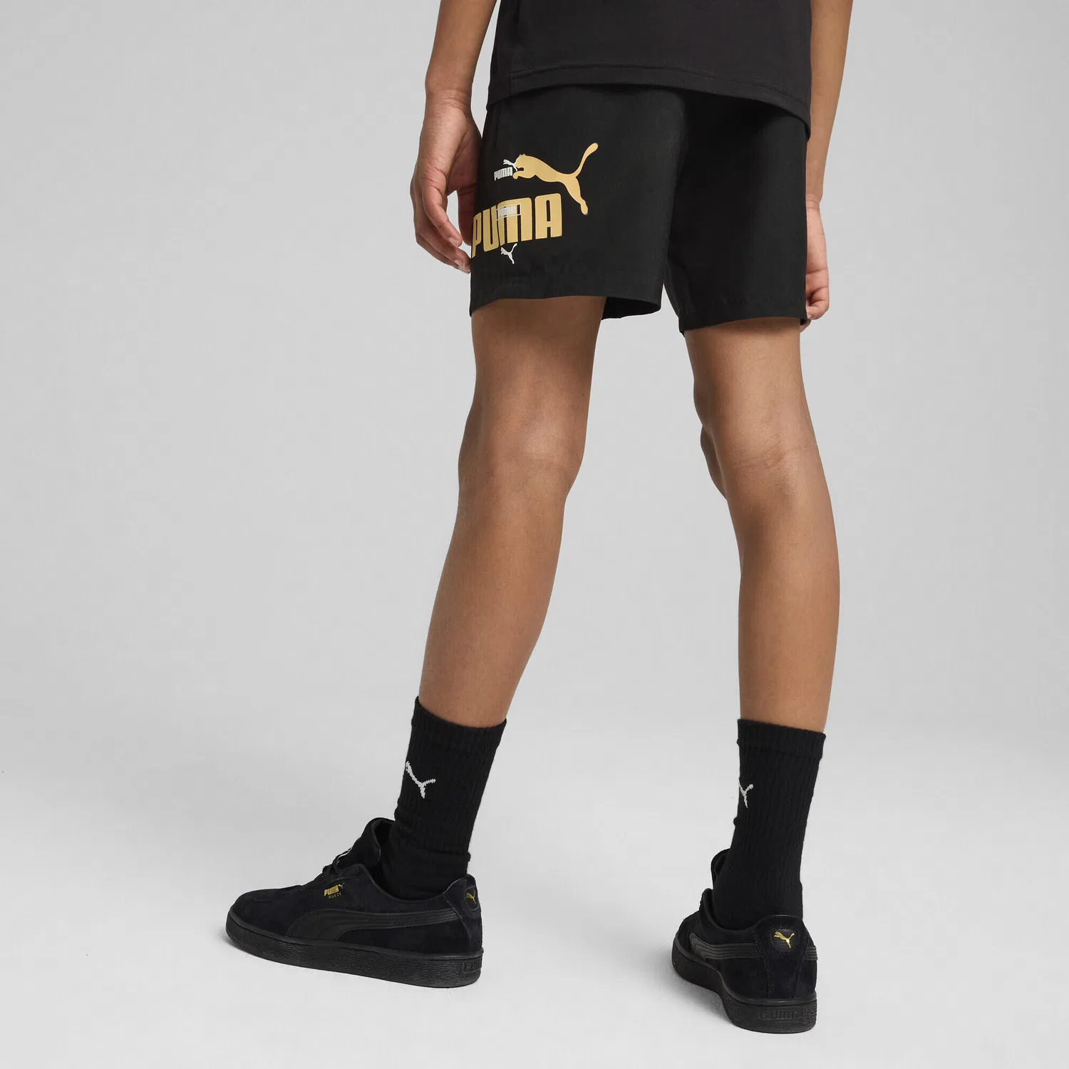 Детские шорты с принтом Essentials Logo Lab Summer Puma, Черный — фото 3