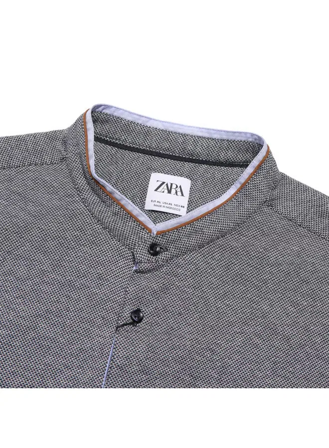Рубашка деловая повседневная универсальная Zara, темно-серый — фото 4