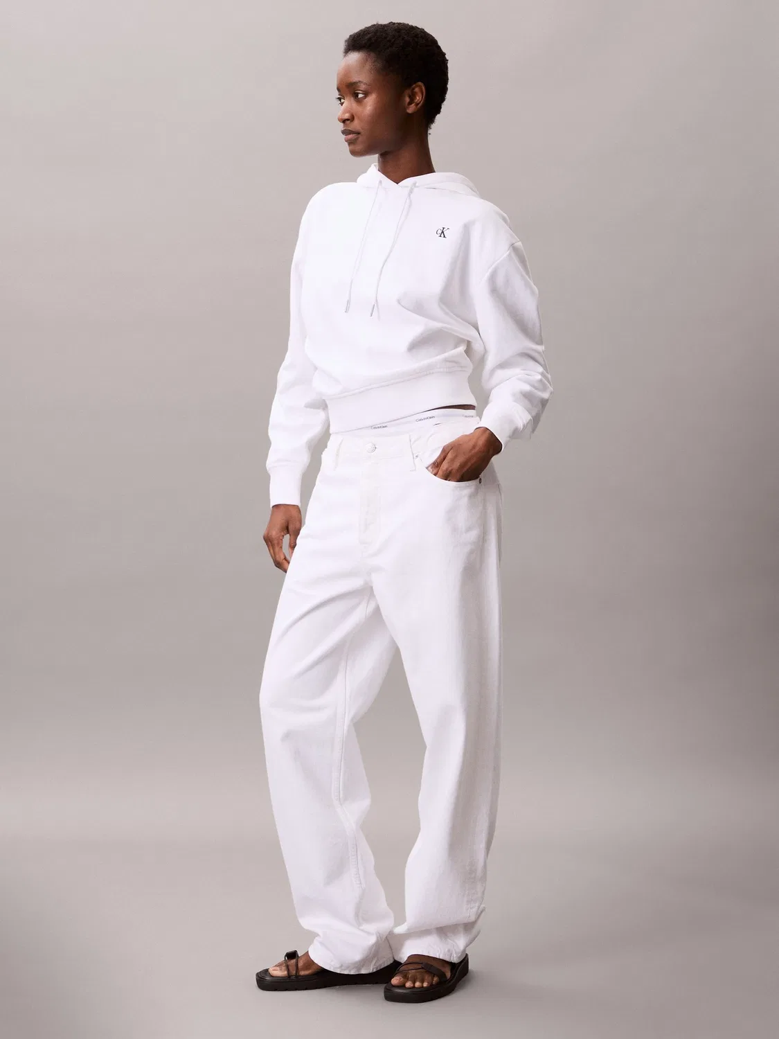 Худи Calvin Klein из хлопкового терри, Regular Fit, белый — фото 3