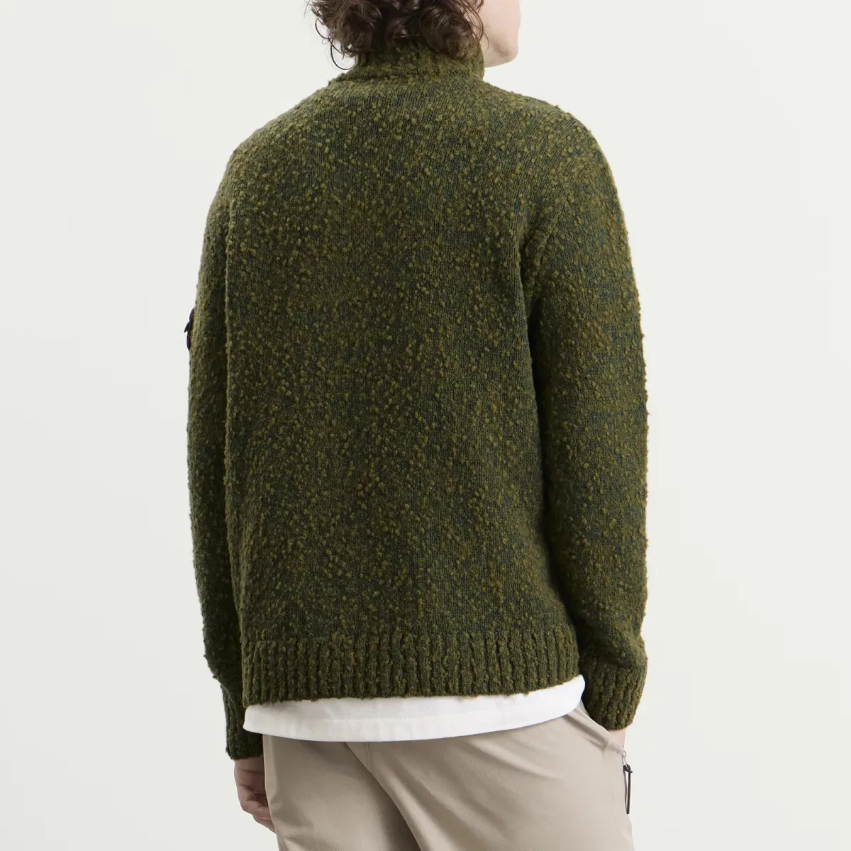 Свитер с полузастежкой-молнией Speckled Wool Nylon Half Zip Jumper Stone Island, Dark Green Melange — фото 3