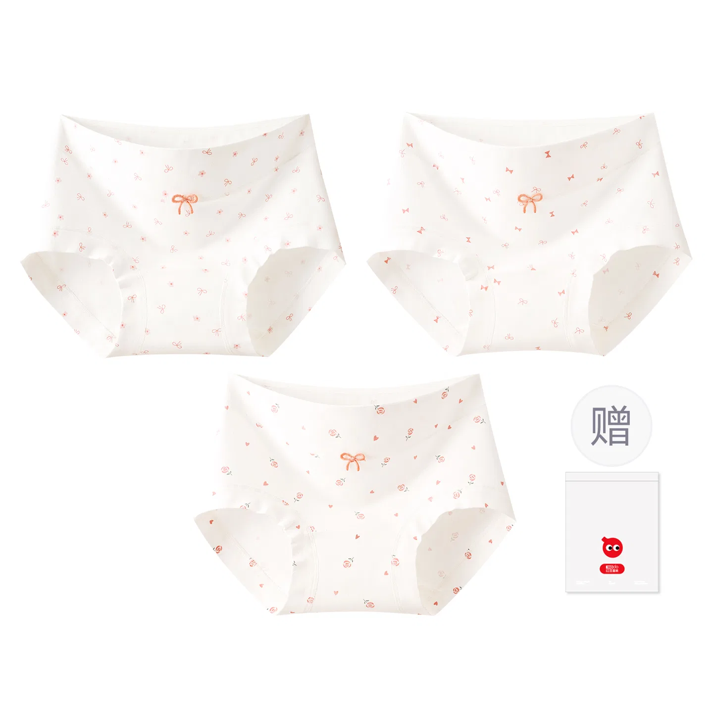 Детские трусы для девочек хлопковые с принтом Red Bean, Цвет: 3 small flowers + small floral pattern + rose