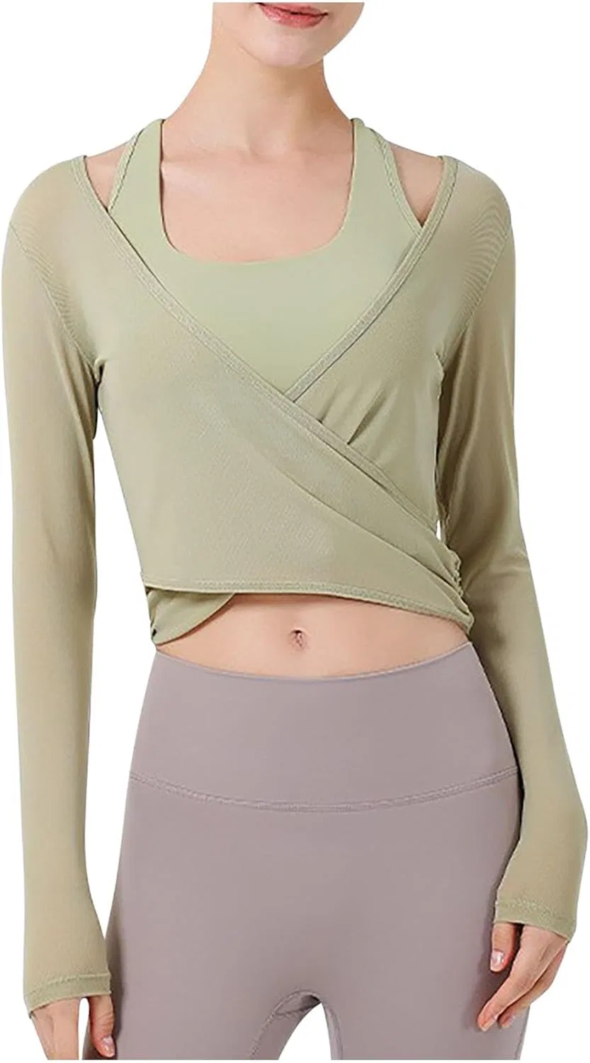 Женская облегающая футболка с запахом Wrap Tops, Green