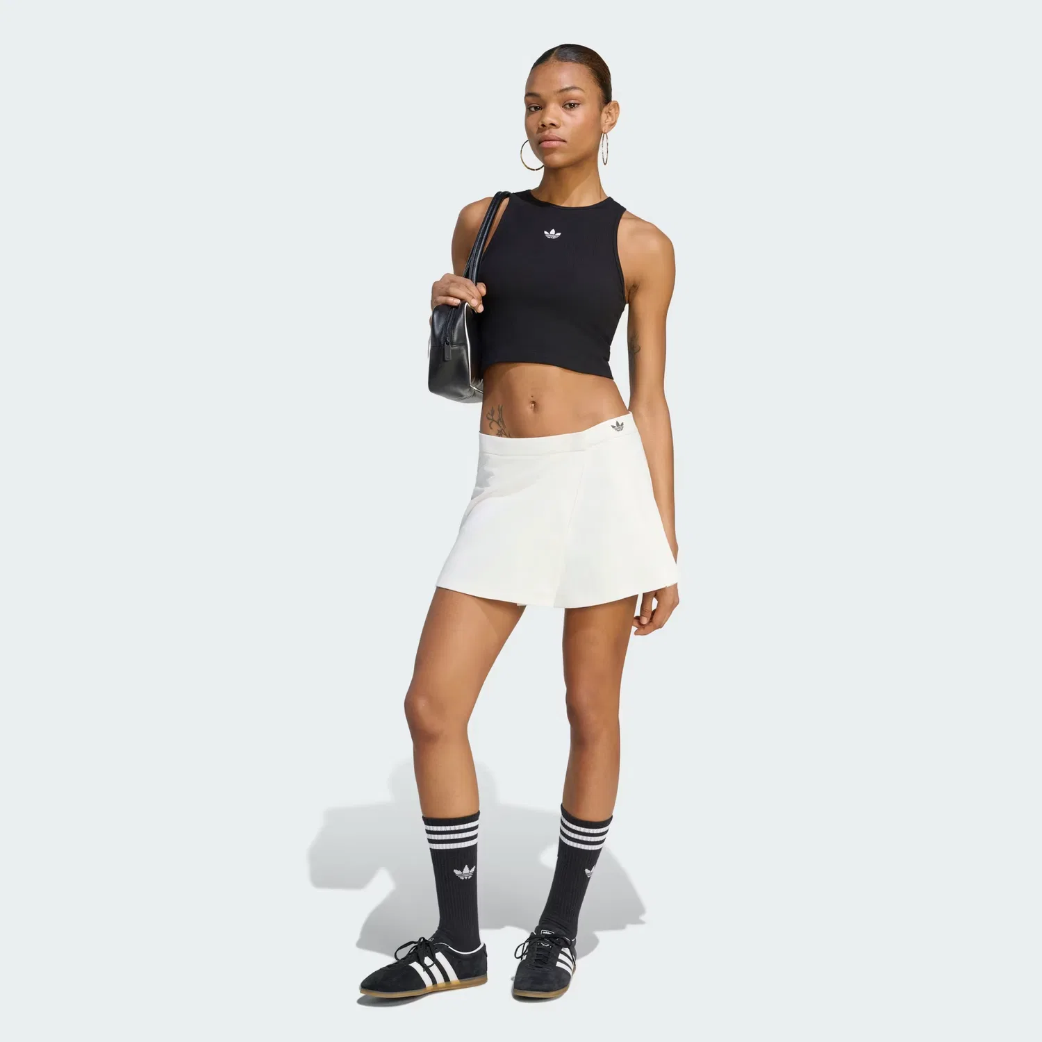 Женская юбка в складку Pleated Skirt Adidas Originals, белый/черный — фото 3