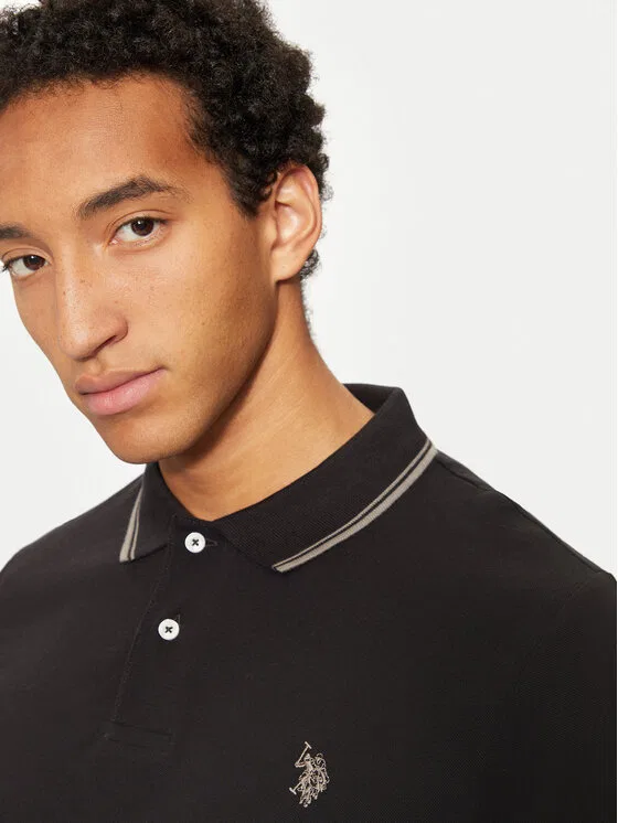Поло regular fit U.S. Polo Assn., черный — фото 4