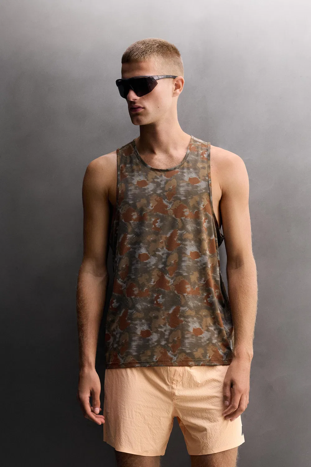 Топ ABSTRACT PRINT RUNNING TANK ZARA, Brown — фото 2