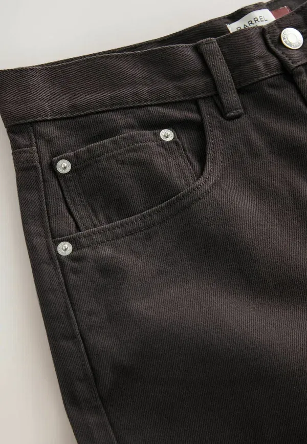 Брюки широкие из хлопка Tall fit - barrel leg jeans, Next, chocolate brown, коричневый/шоколадный — фото 2