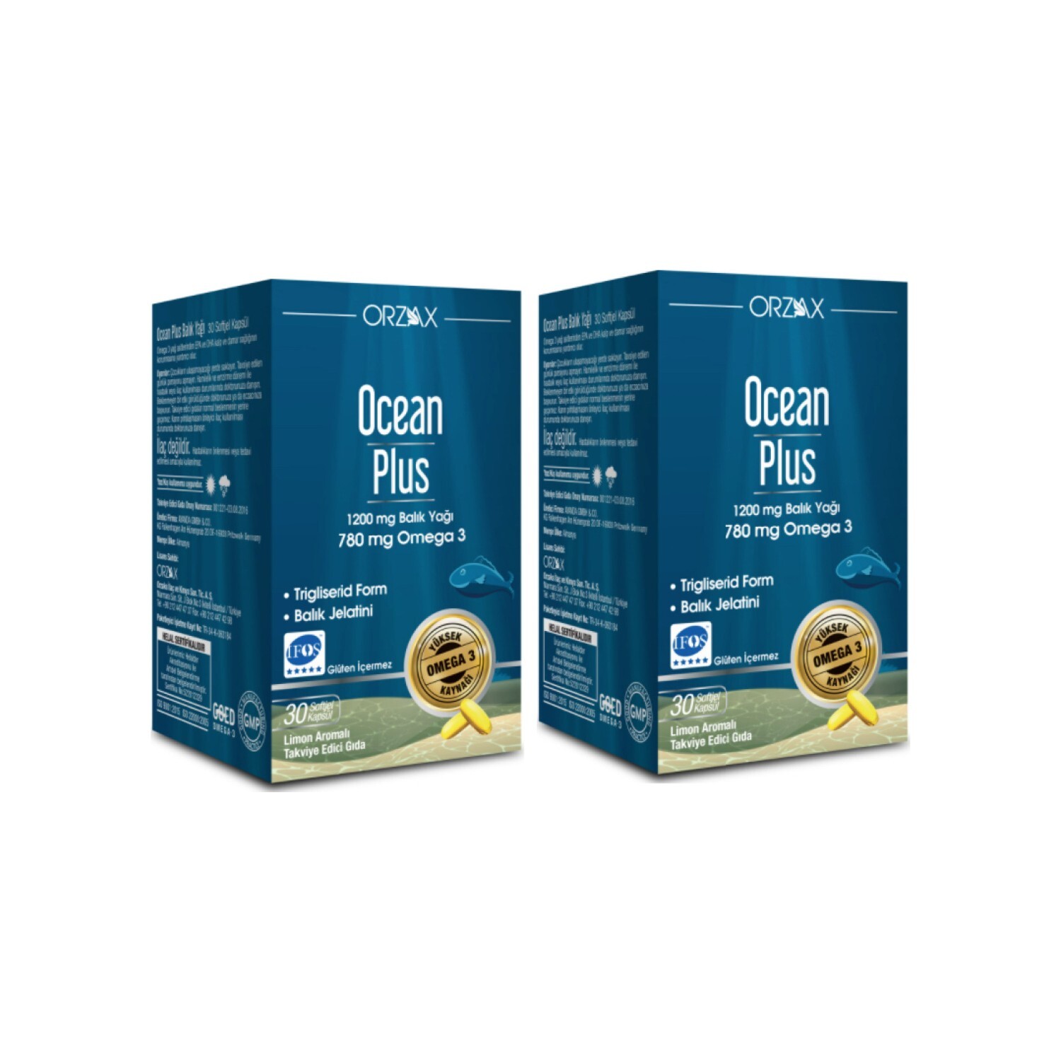 

Омега-3 Orzax Ocean Plus 1200 мг, 2 упаковки по 30 капсул