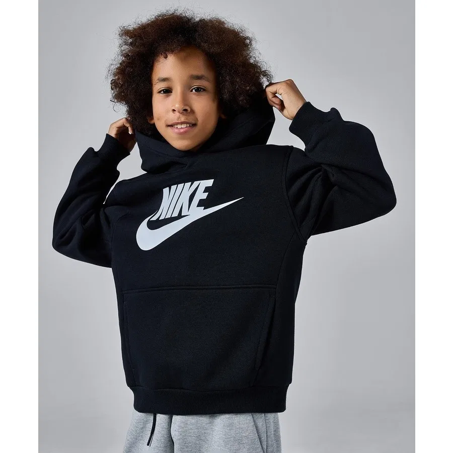 Детский худи с капюшоном, хлопковый, Sportswear Club Fleece, Nike, Черный — фото 2