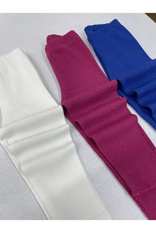 Детские леггинсы для девочек с принтом Sportswear Berat Moda, Ecru-Blue-Fuchsia — фото 2