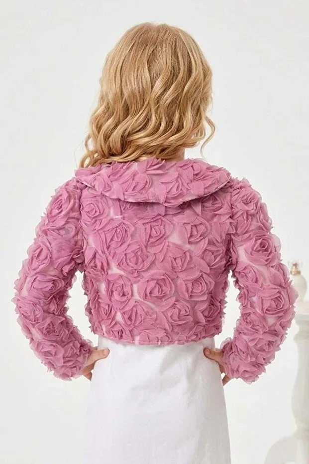 Детское болеро для девочек цветное Luvia lase detail girls' bolero m00812 dried rose Mnk Baby&Kids, Rose Dry — фото 2