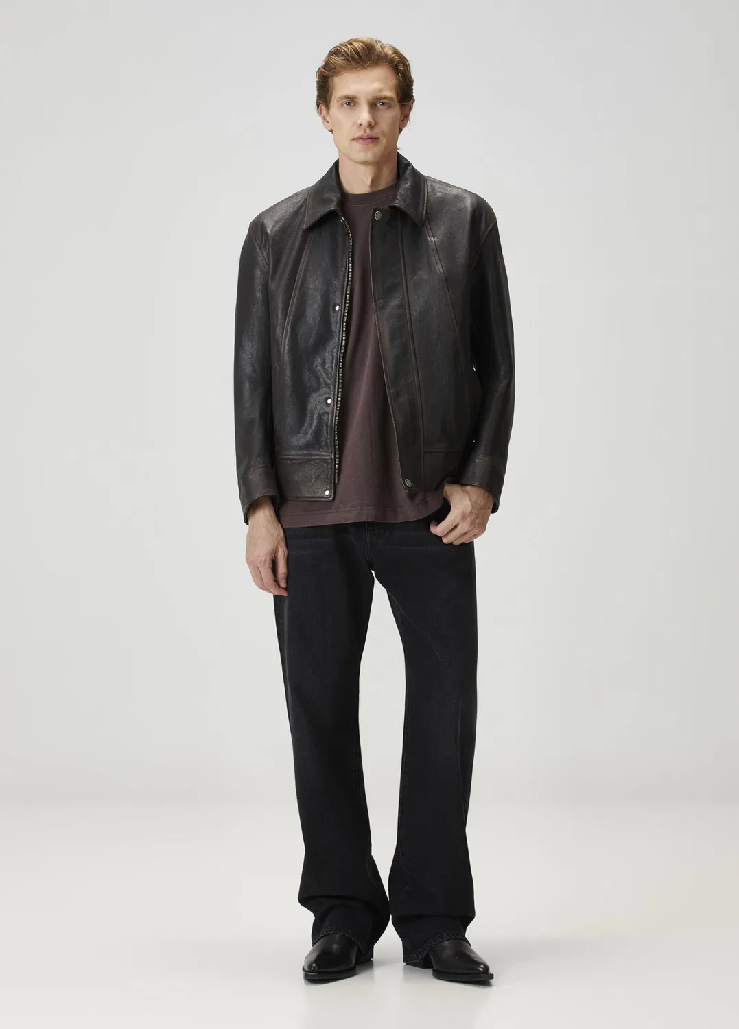 Куртка кожаная бомбер Regular Fit Golden Goose, black — фото 2