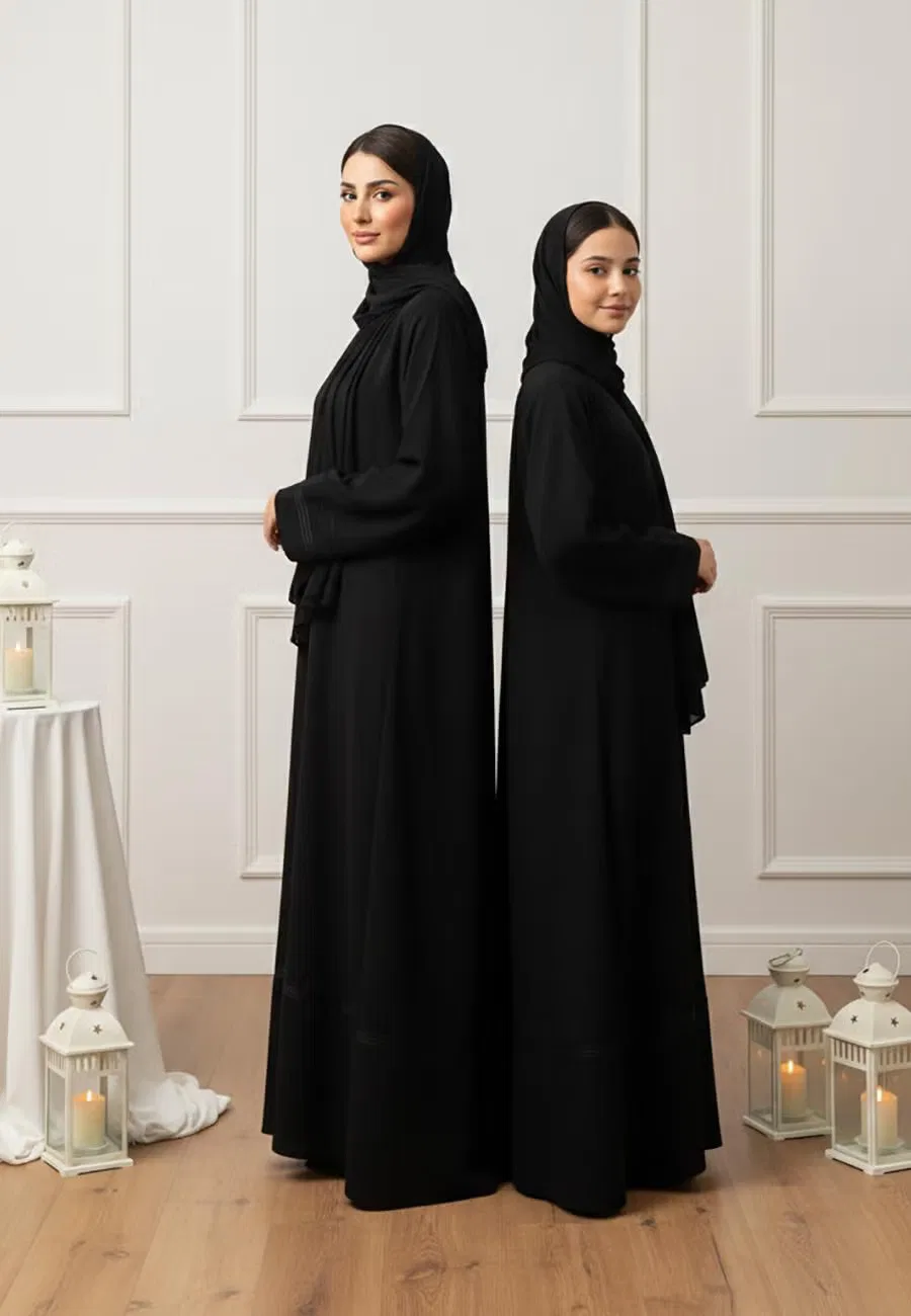 Абая с длинным рукавом Noor Abaya Nukhbaa, черный — фото 3
