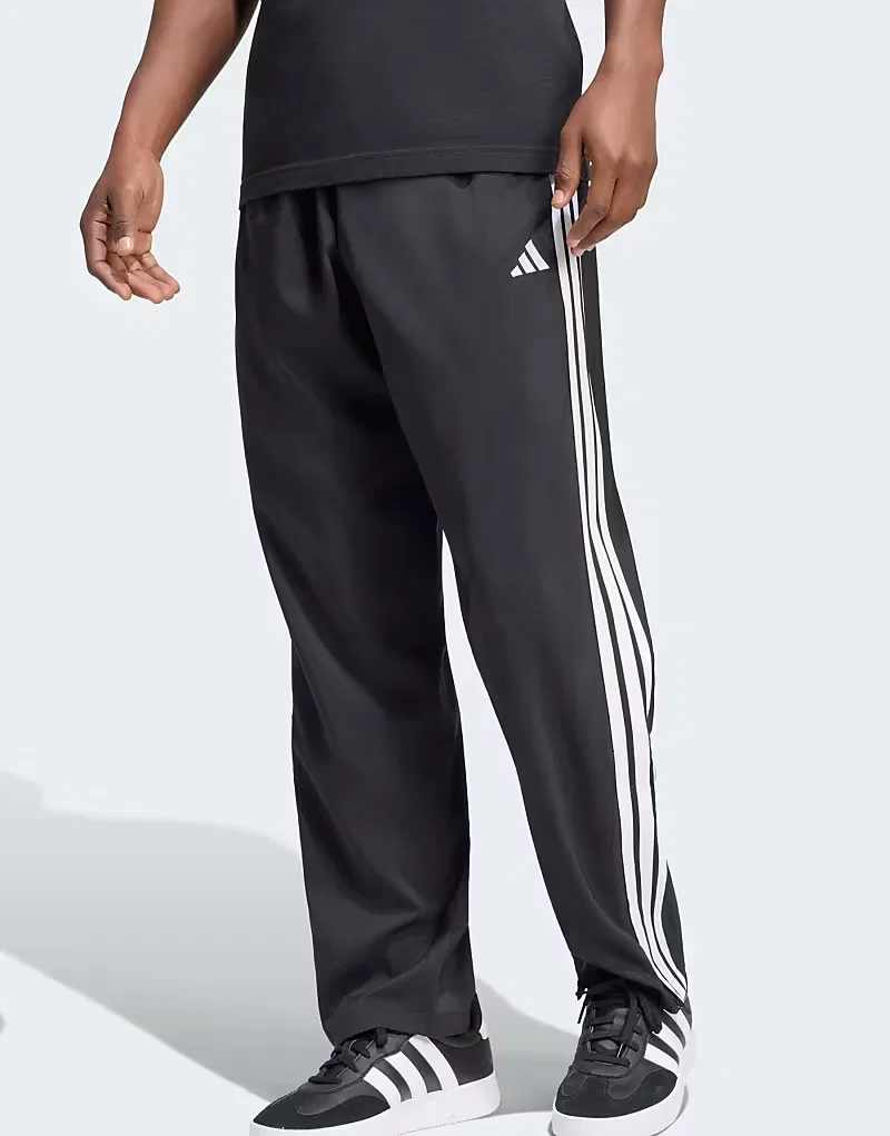 Брюки Adidas Performance Essentials Stanford Lite с тремя полосками, зауженные, с открытым низом, черно-белые — фото 2