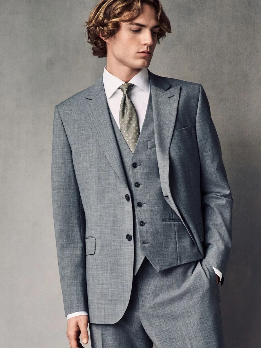 Деловой пиджак Next Slim fit 'Motionflex' серого цвета — фото 2