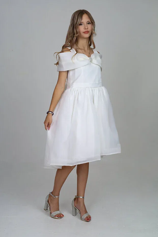 Детское платье для девочек с коротким рукавом Asortik Kids, White