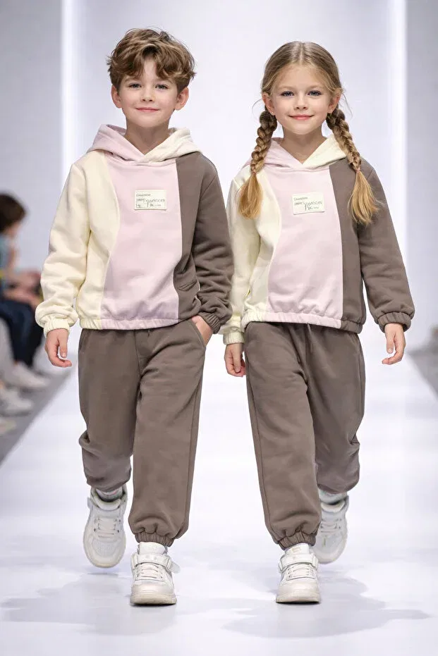 Детский спортивный костюм для девочек из хлопка Prenses Peri Kids, Brown