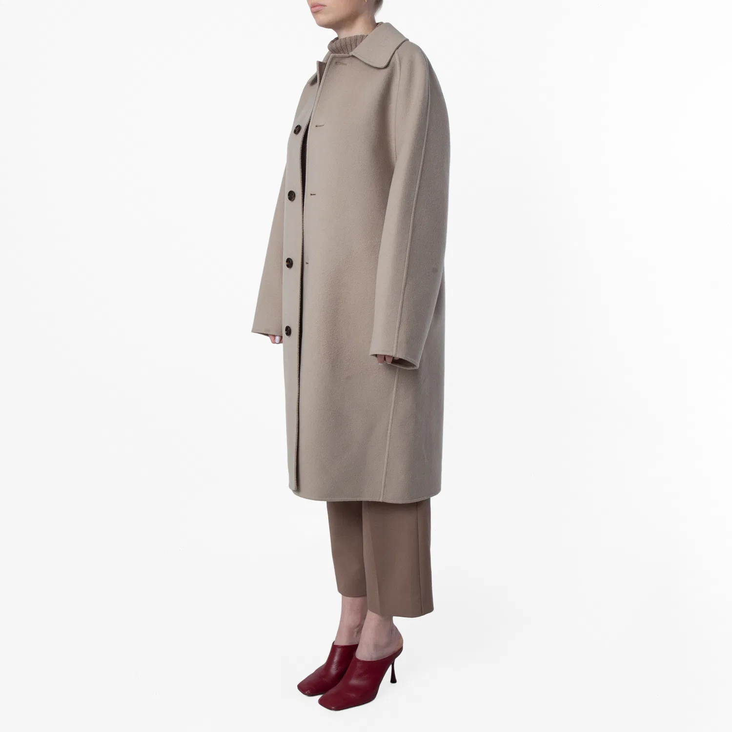 Пальто шерстяное миди с прямым кроем Straight-Hem Wool Midi Coat Burberry, Field — фото 3