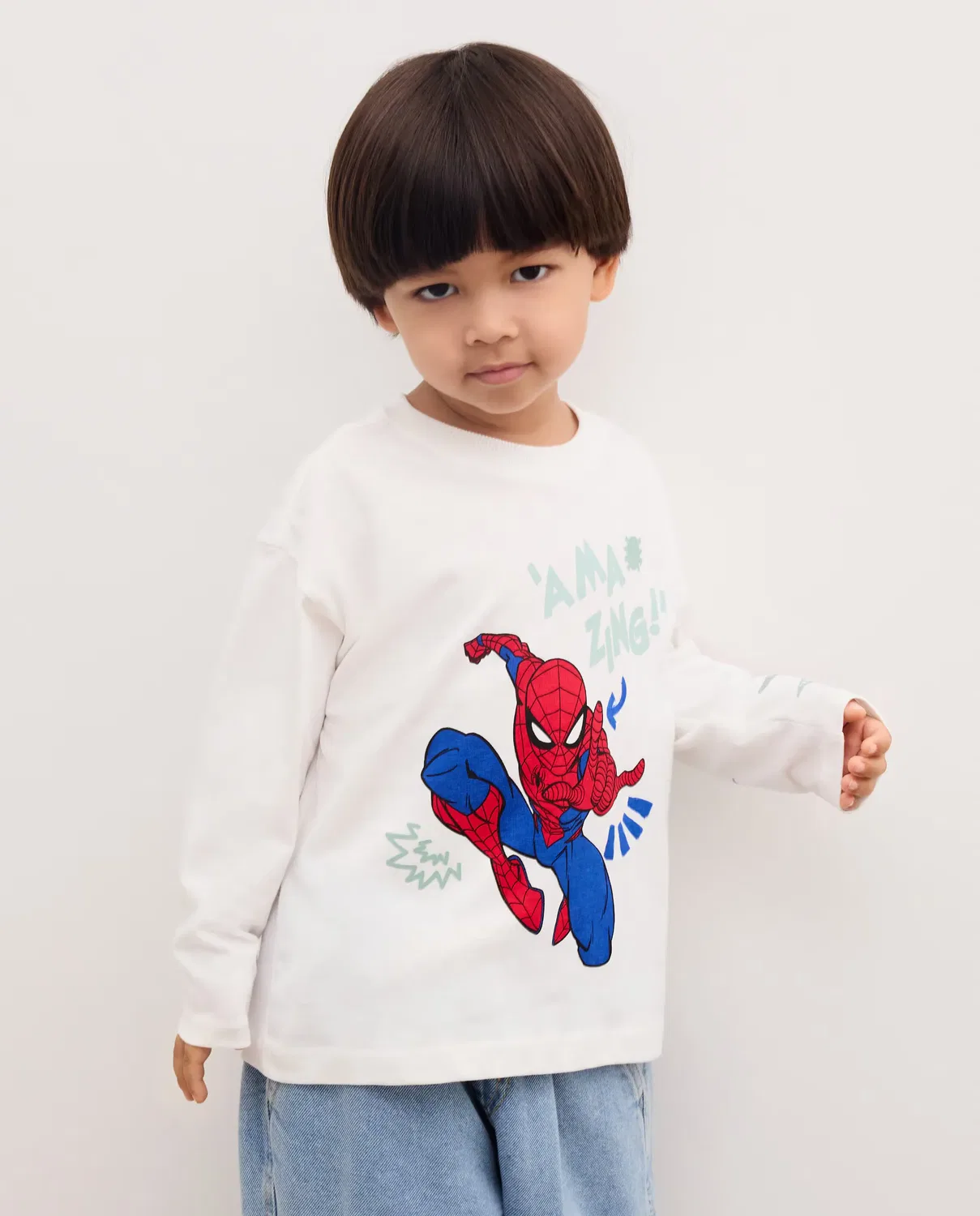 Детская футболка с длинным рукавом с принтом Spiderman Kids El Corte Inglés, Blanco