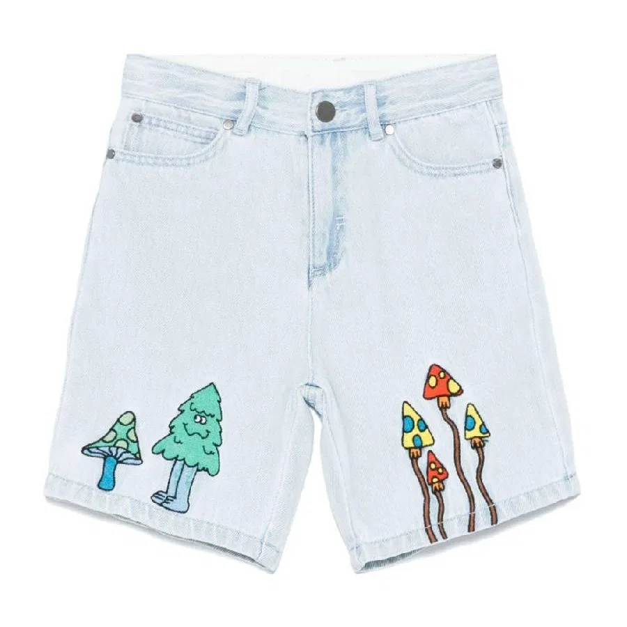 Шорты джинсовые с вышивкой Kids Woodland Embroidery Denim Shorts Stella McCartney, Light Blue